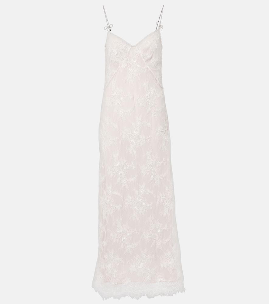 blumarine rebrode embellished lace maxi dress