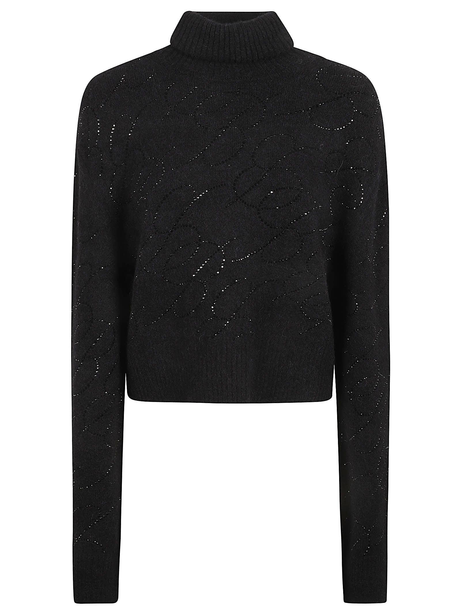 blumarine roll neck embellished knit sweater