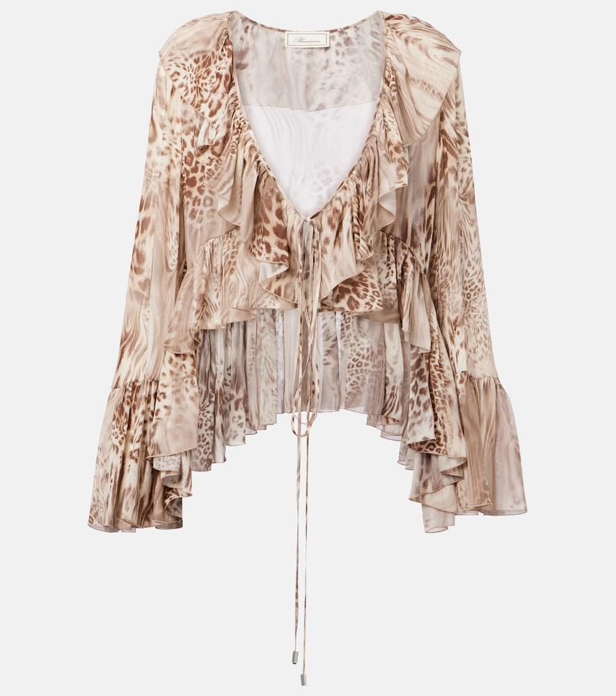 blumarine ruffled leopard