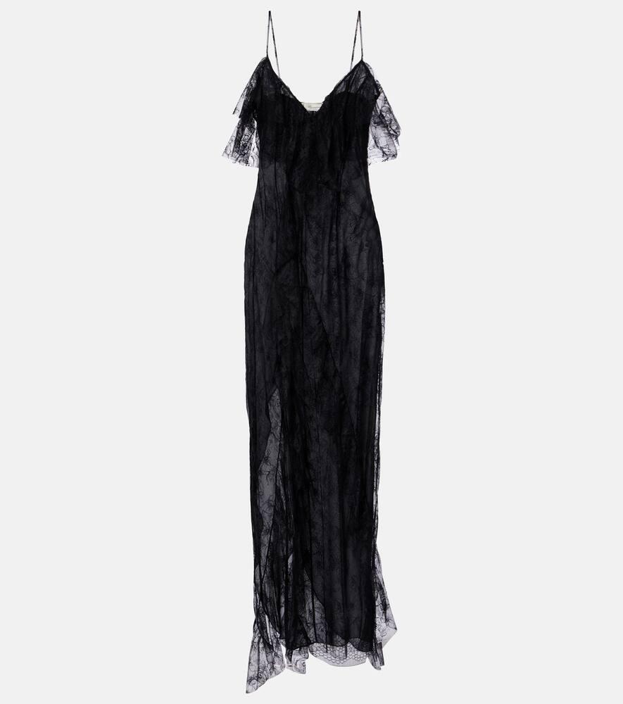 blumarine ruffled sheer lace gown