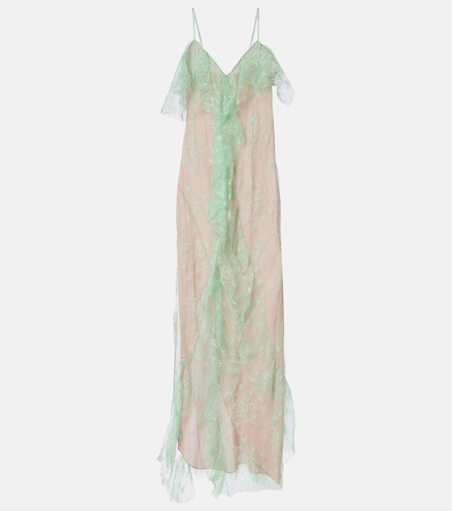 blumarine ruffled sheer lace gown