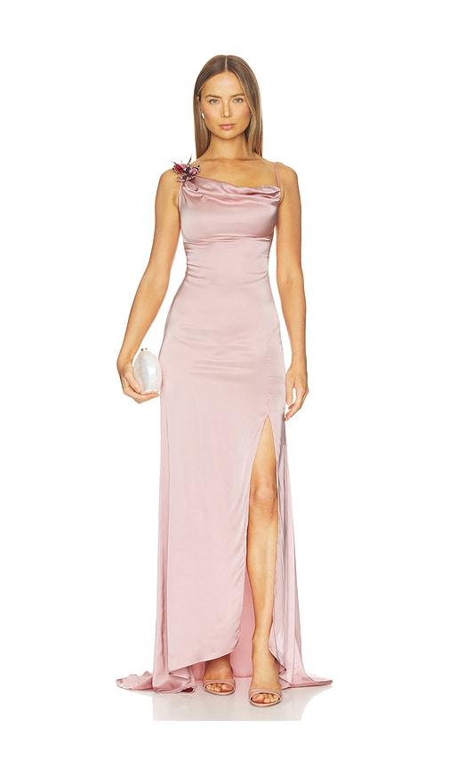 blumarine satin butterfly dress in pink.