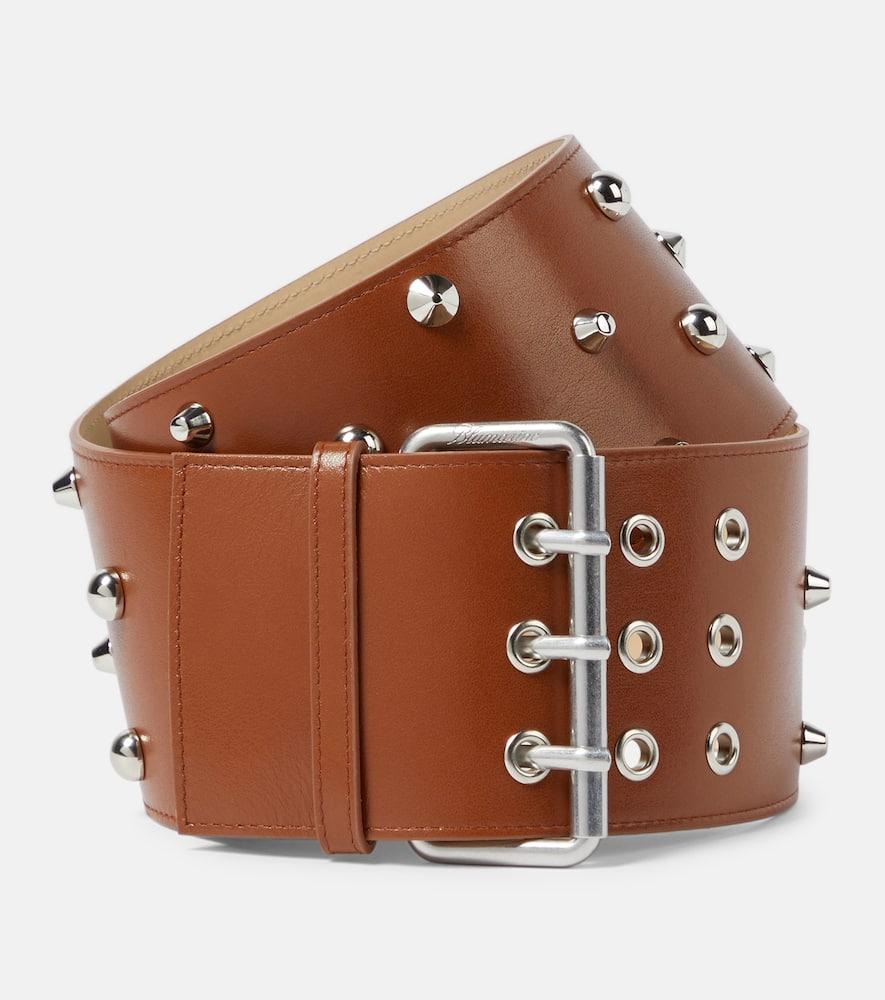 blumarine wide studded leather belt