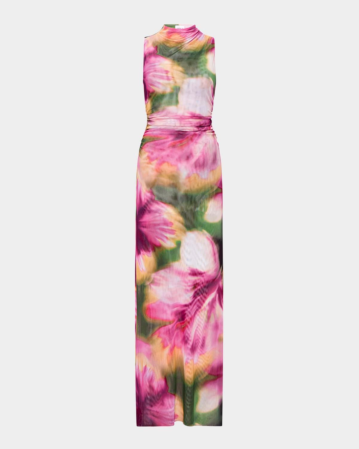 blurred hibiscus mesh athena dress