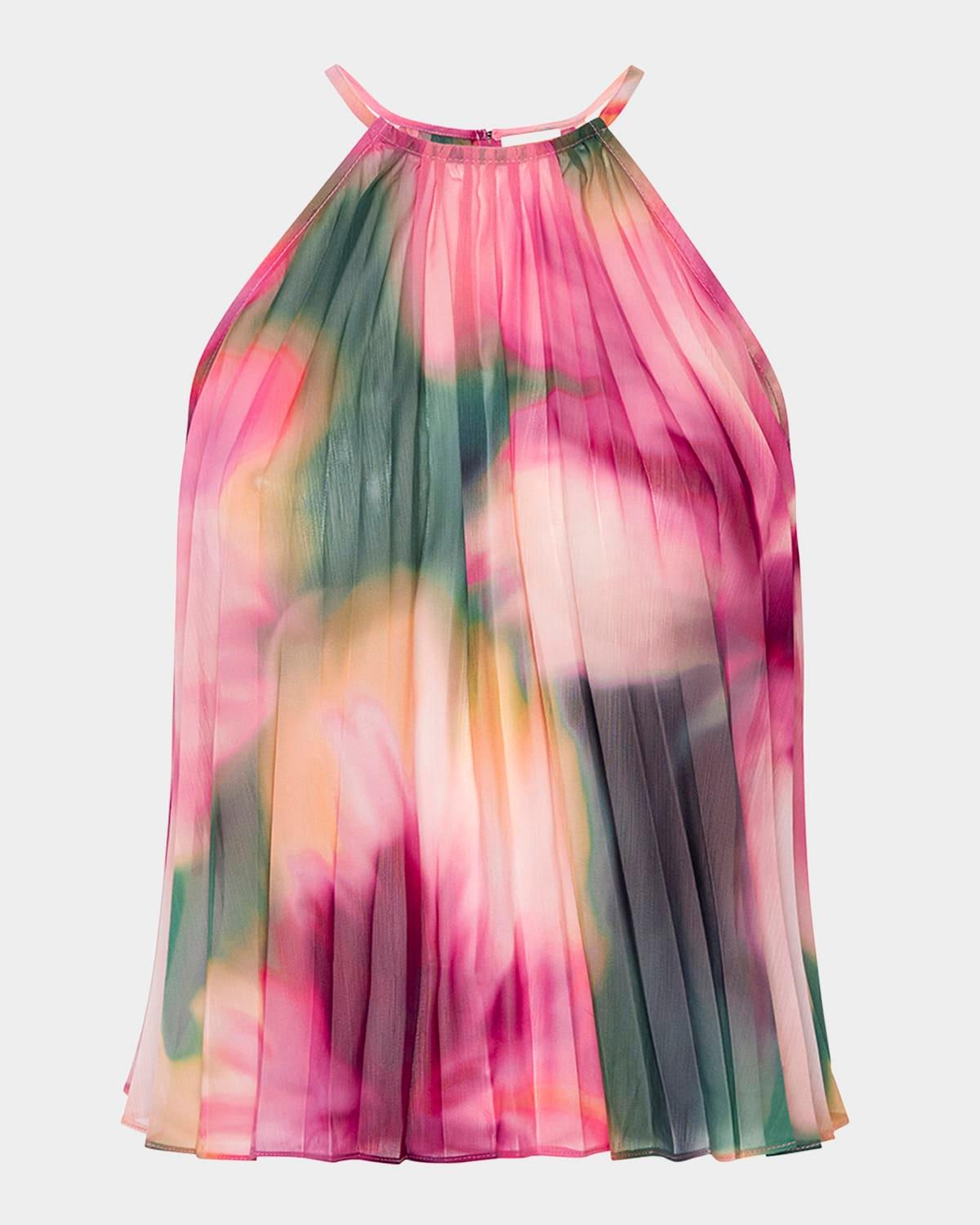 blurred hibiscus myra chiffon top