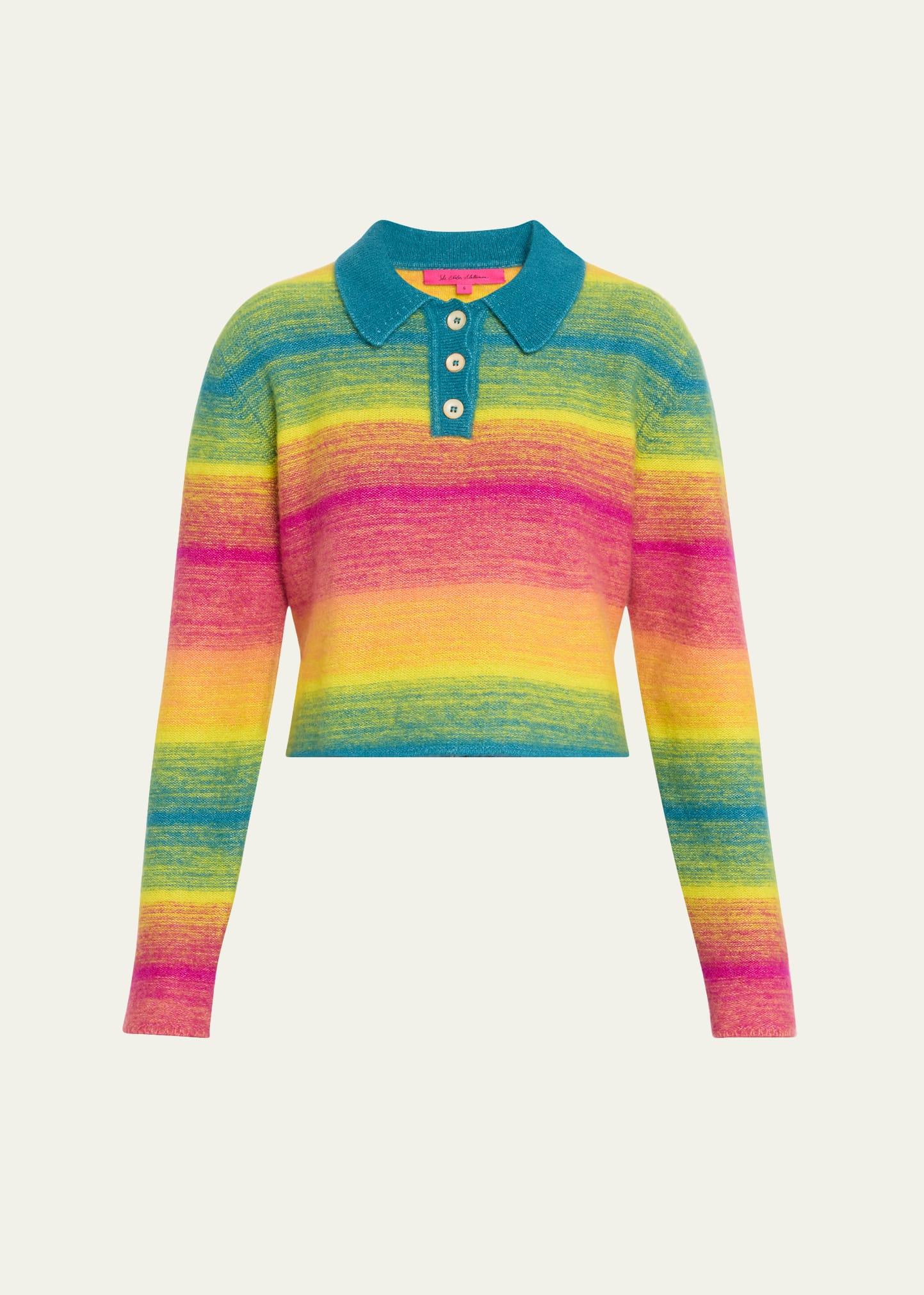 blurry stripe rugby cashmere sweater