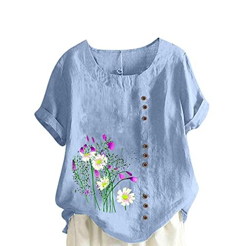 blusas de mujer elegantes juvenil sexy roja womens linen tops 2024 dressy casual crewneck button down floral blouse tops comfy cotton summer clothes trendy outfits for women 2024 light blue xl