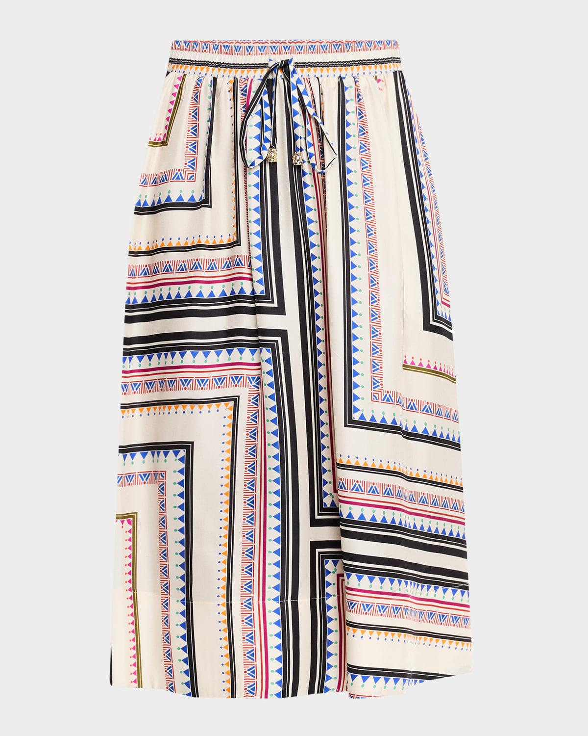 blythe geometric-print midi skirt