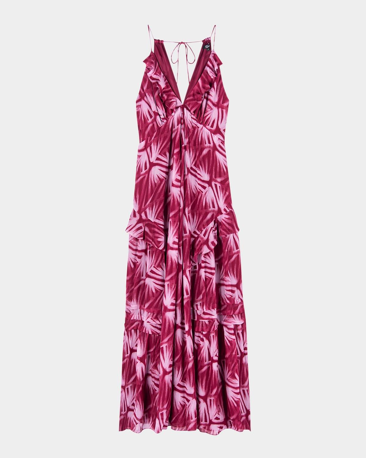 boa ruffle-trim midi dress