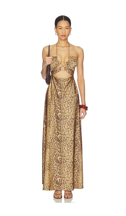 boamar dasha long dress in brown.