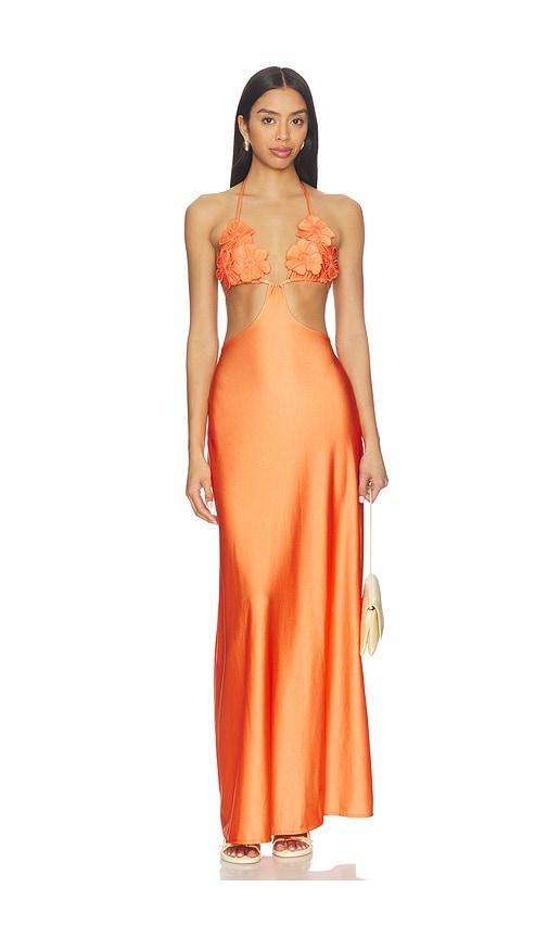 boamar ochre long dress in orange.