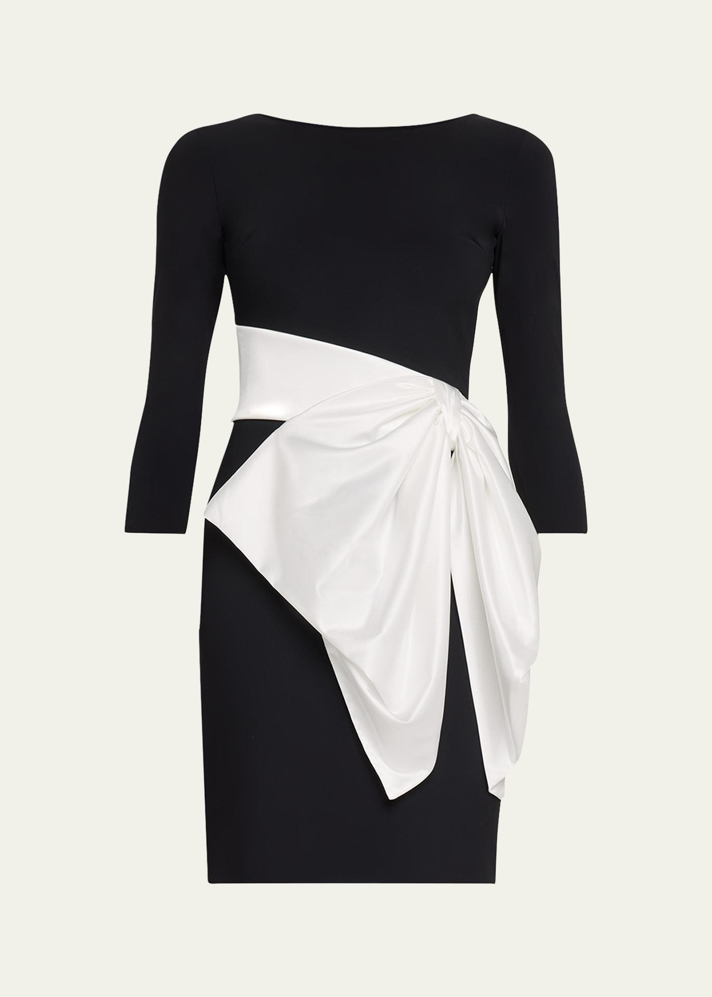 boat-neck bow mini dress