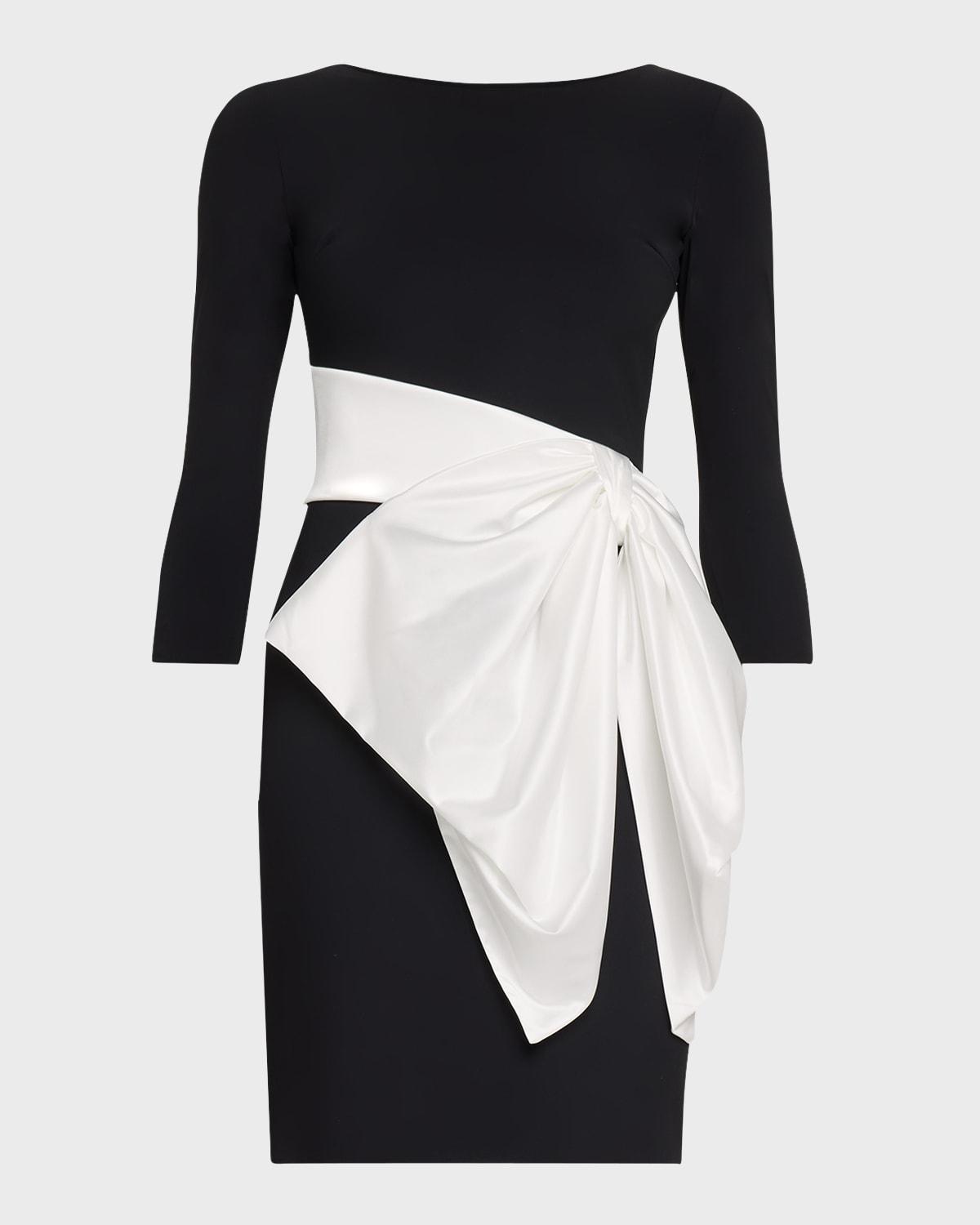 boat-neck bow mini dress