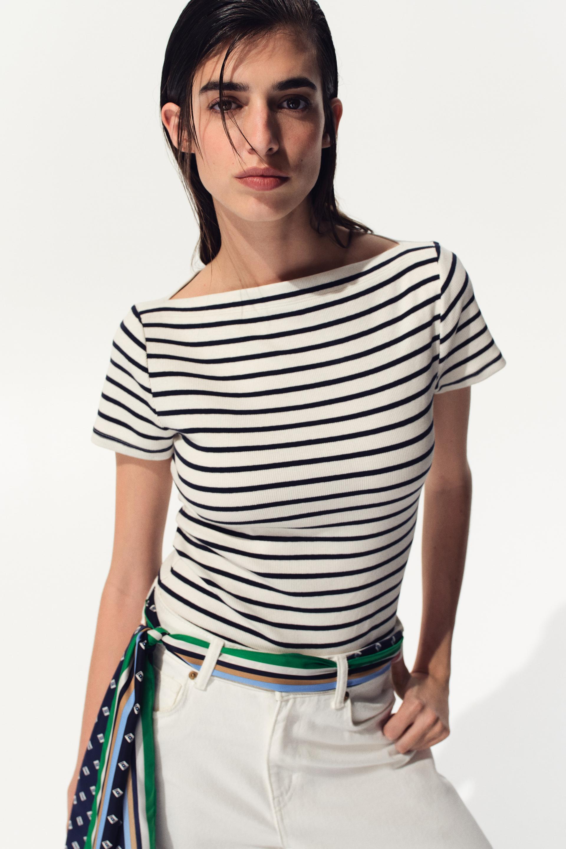 boat-neck cotton top