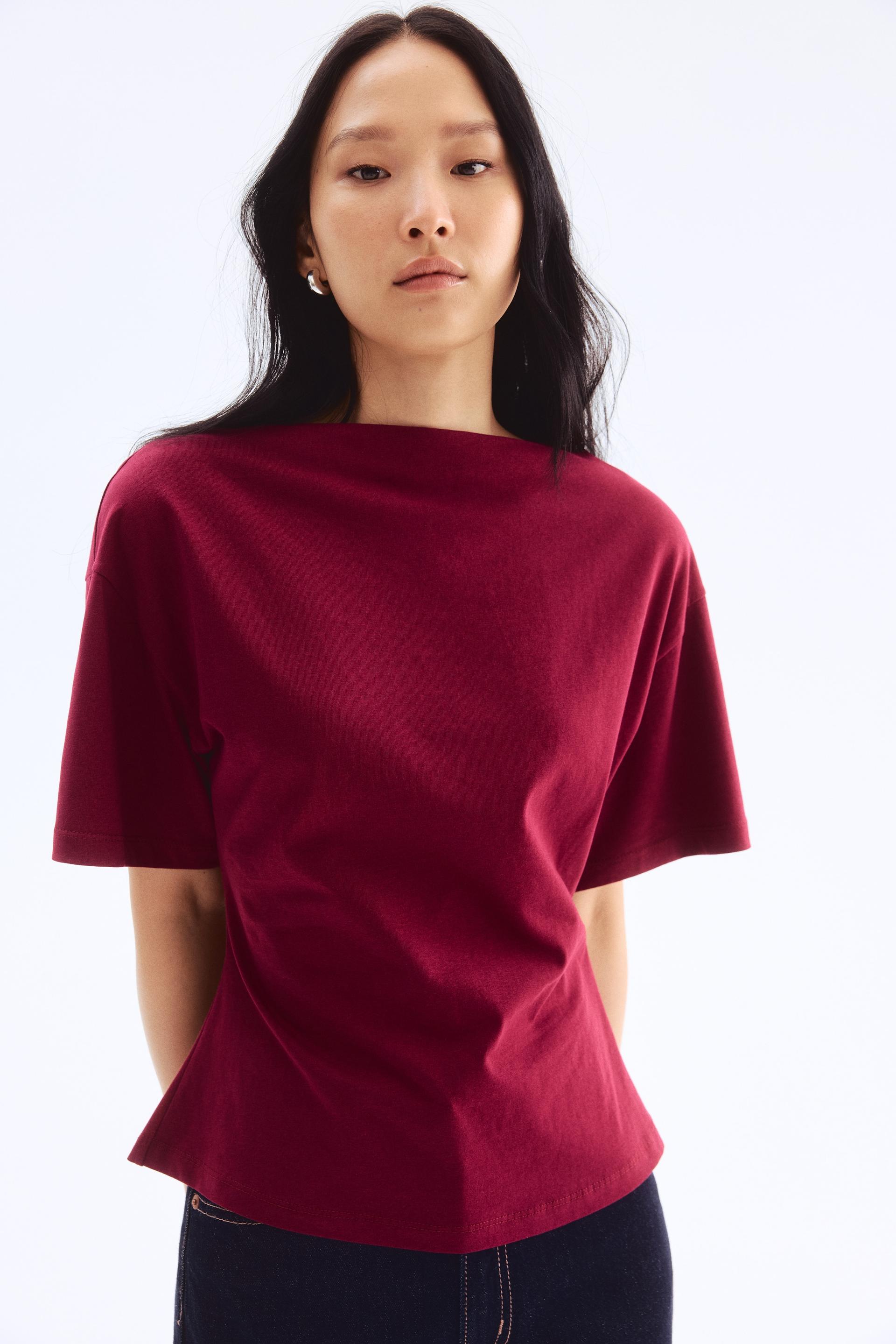 boat-neck cotton top