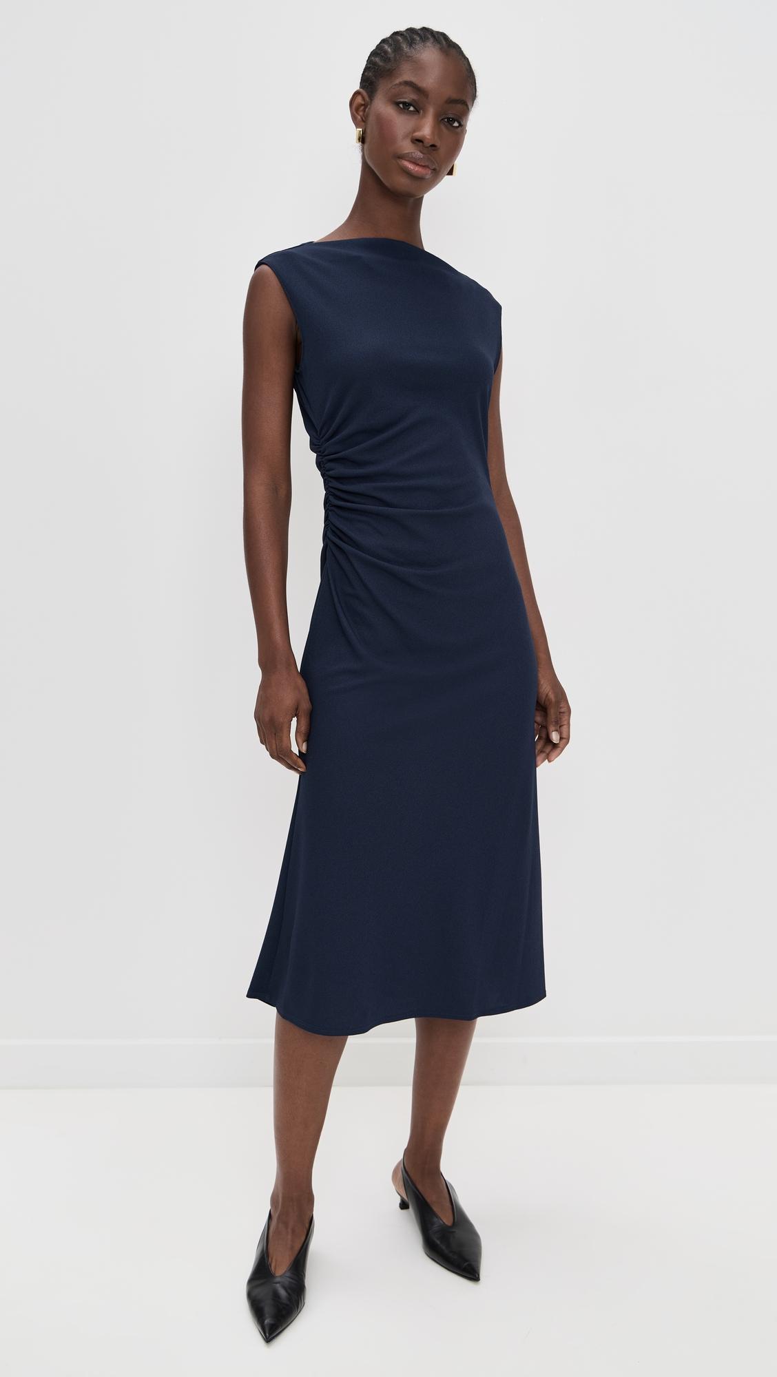 boat neck drape dress