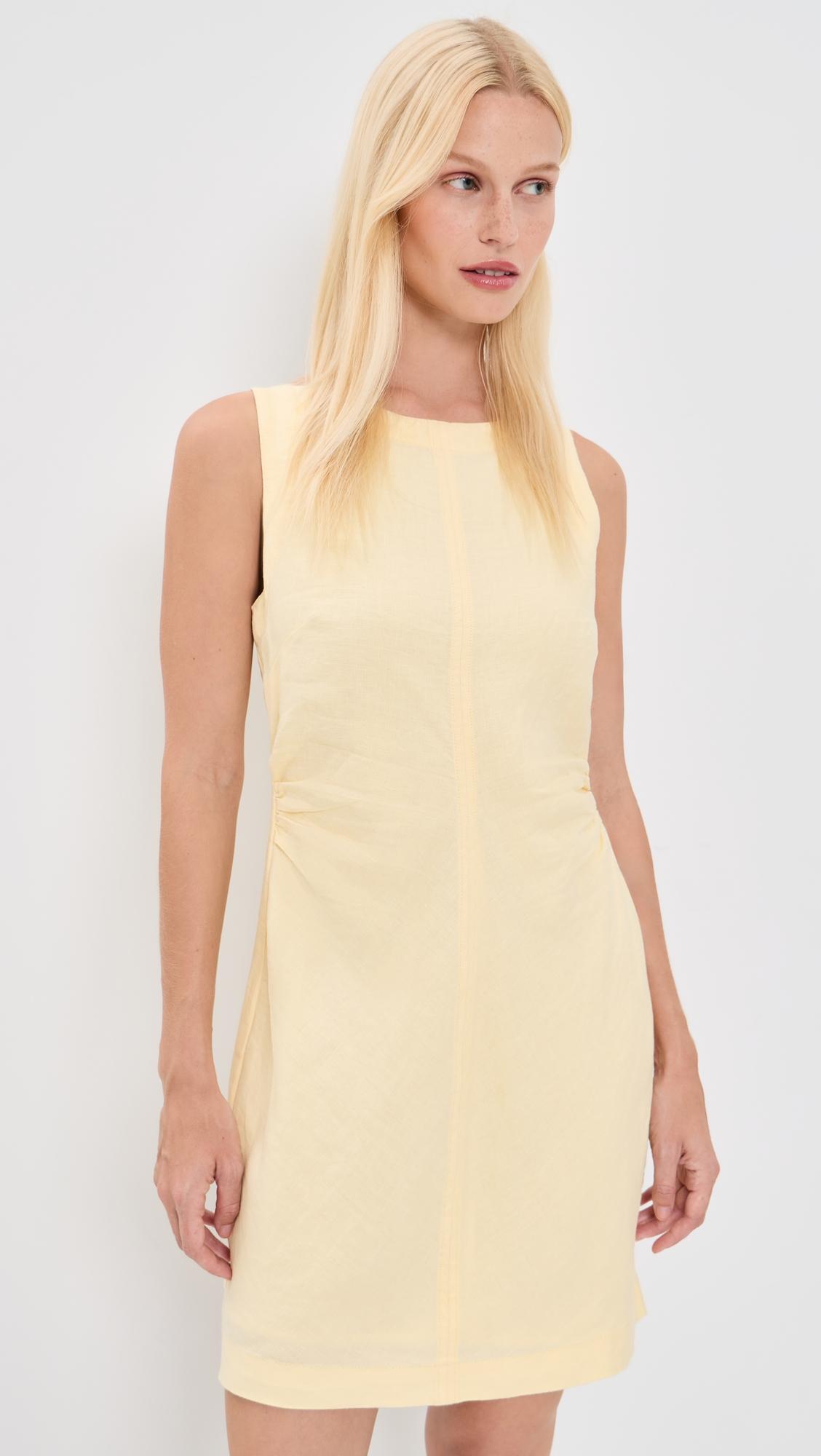 boat neck linen mini dress
