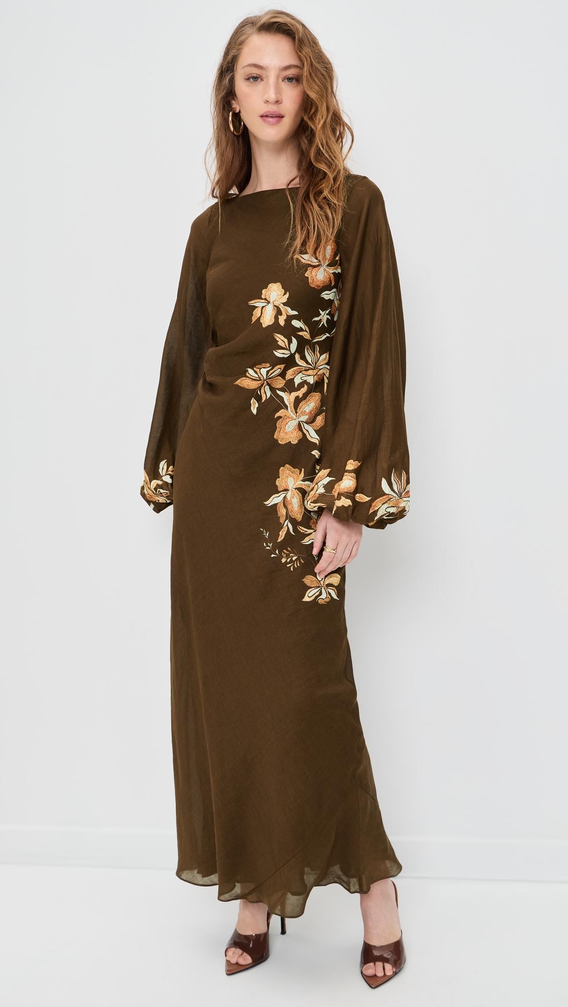 boat neck long dress