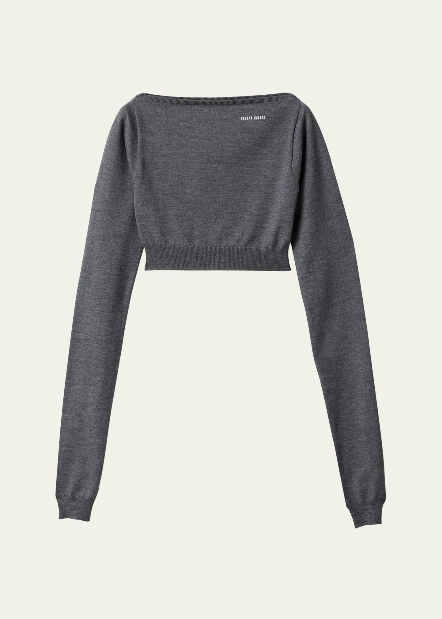 boat-neck long-sleeve crop sweater
