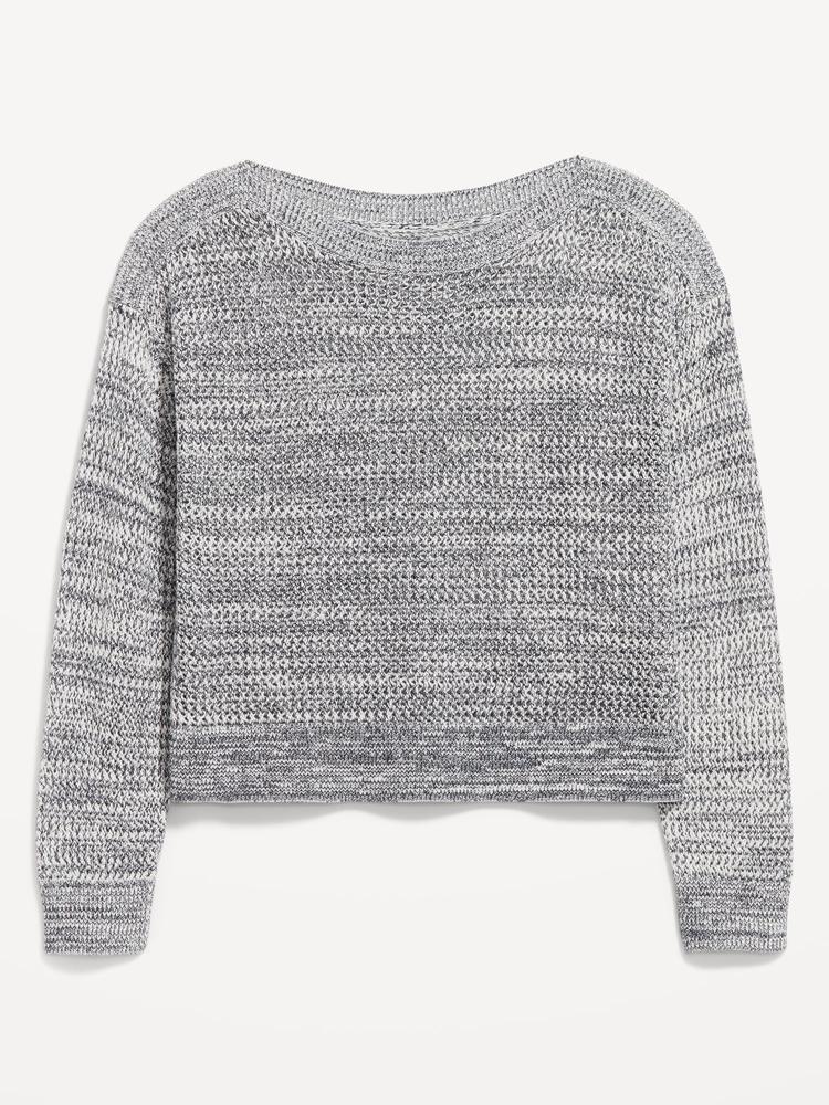 boat-neck open-stitch sweater