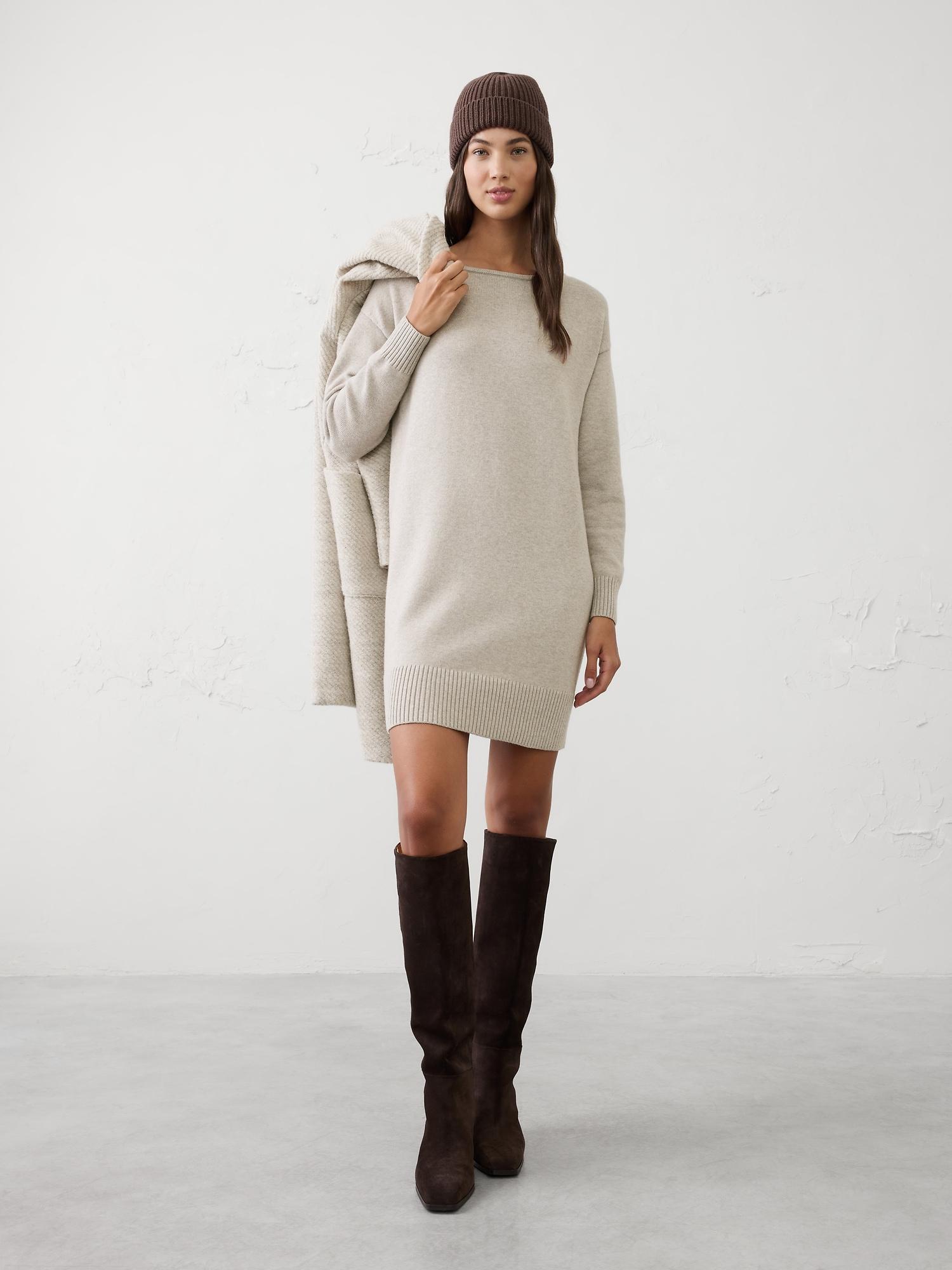 boatneck mini sweater dress
