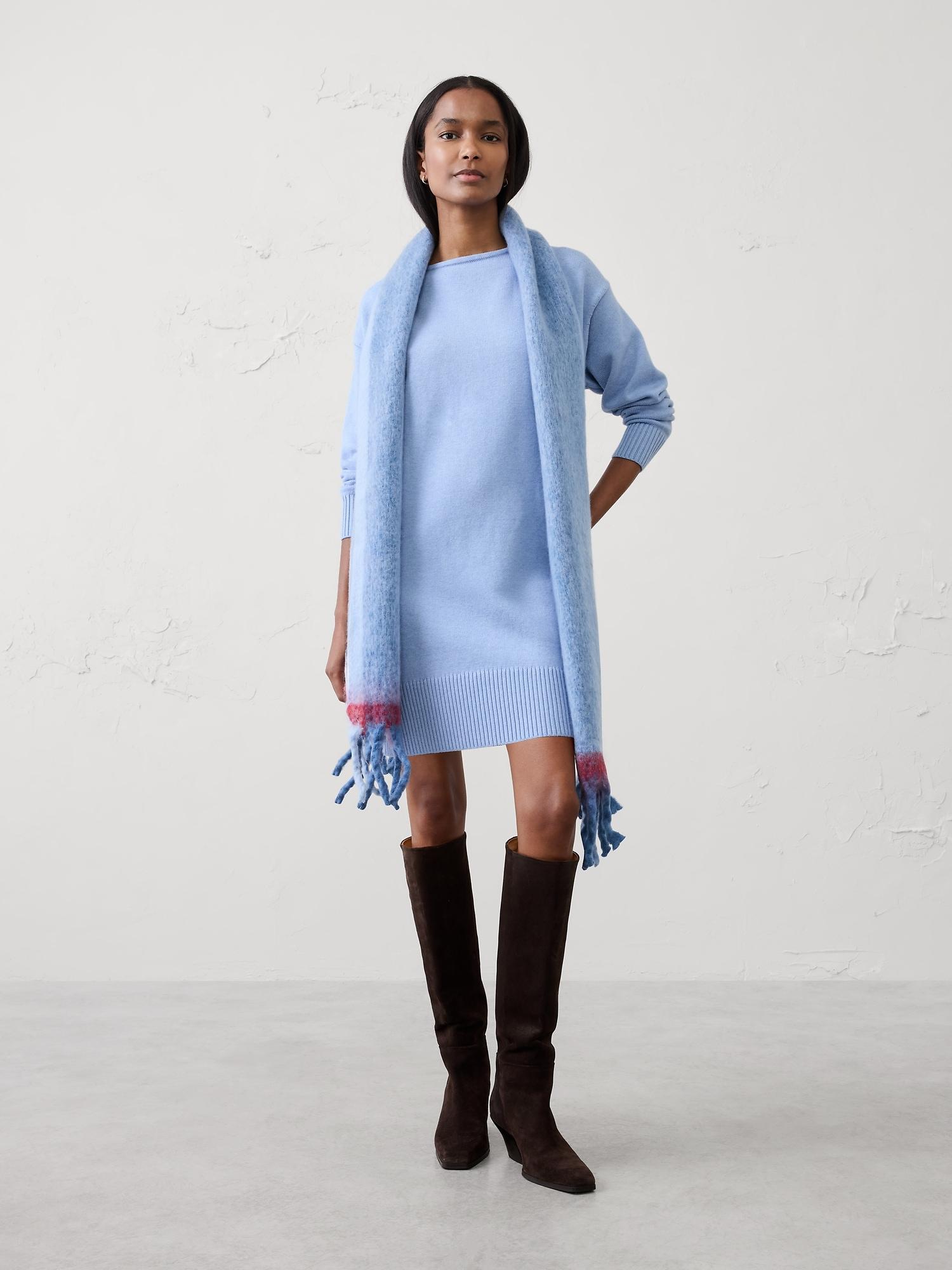 boatneck mini sweater dress