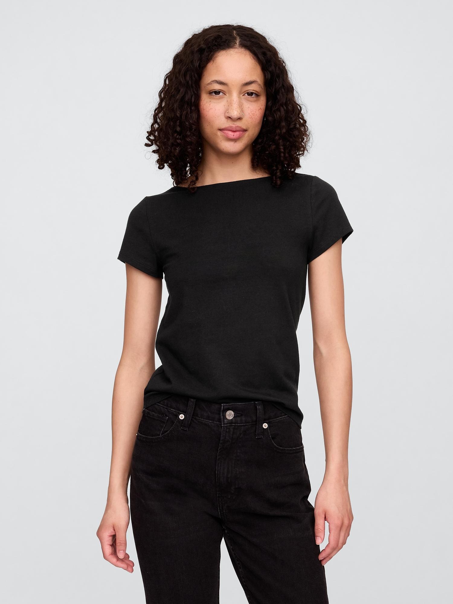 boatneck open-back t-shirt