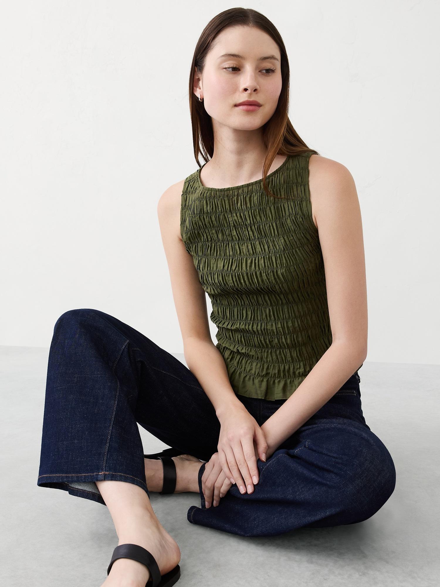 boatneck smocked top