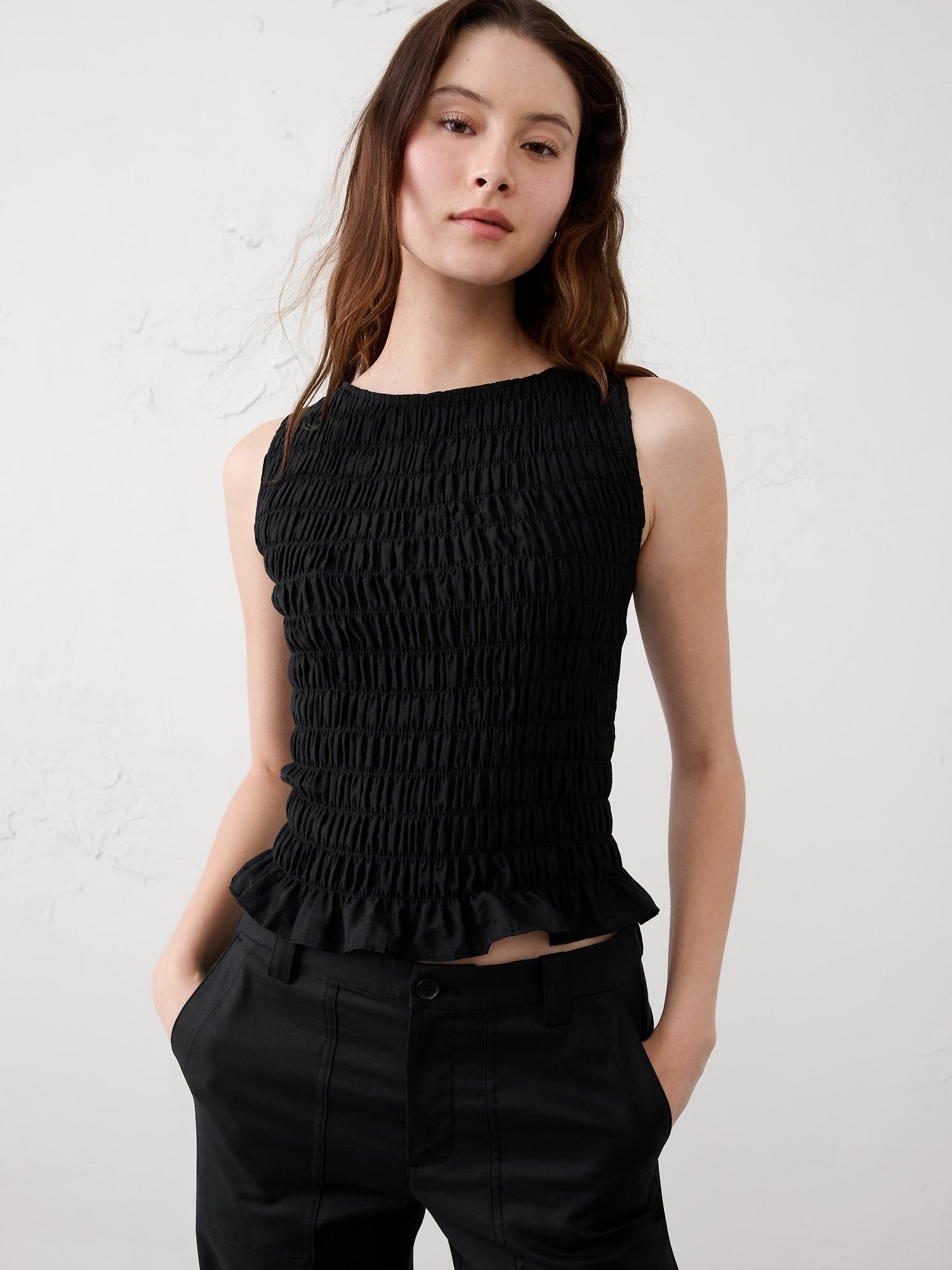 boatneck smocked top