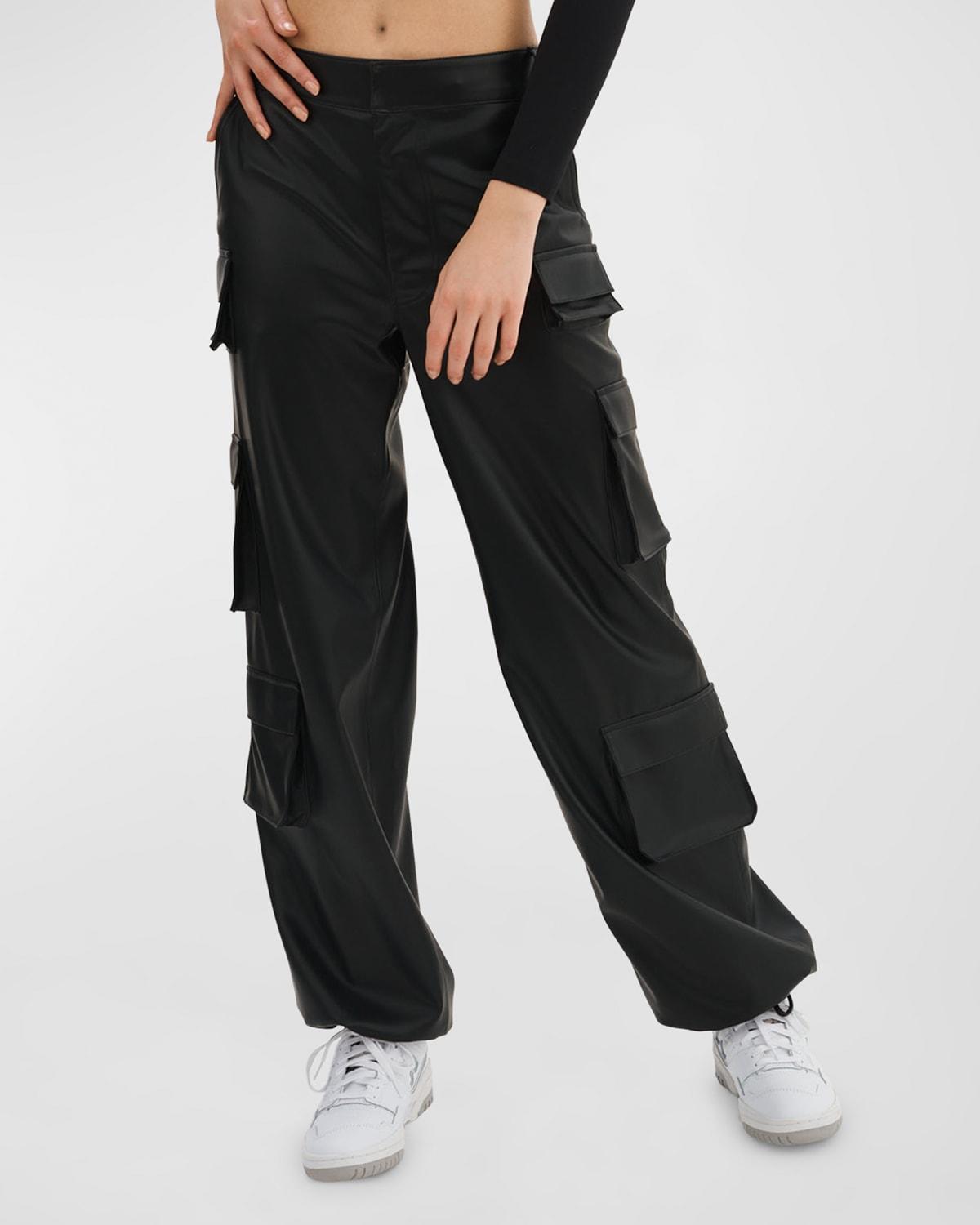 bobbi faux-leather cargo pants