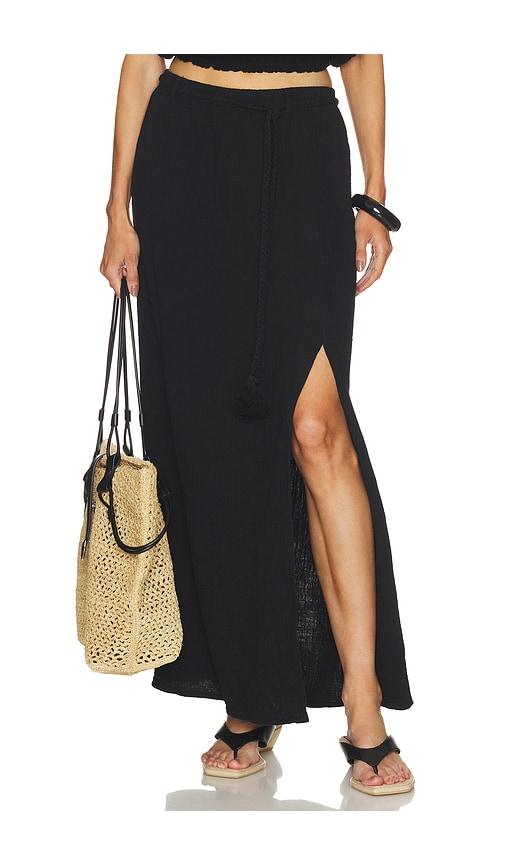 bobi belted maxi skirt in black.