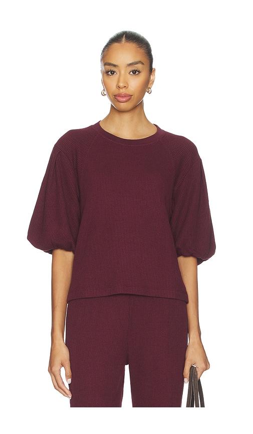 bobi bubble sleeve pullover in burgundy.