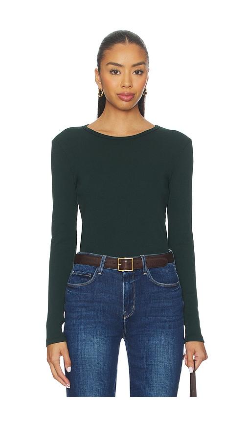 bobi crewneck long sleeve tee in dark green.