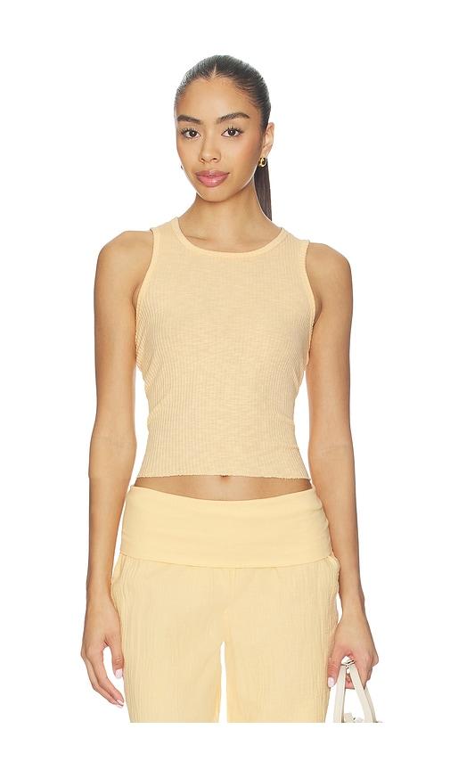 bobi cropped rib tank top in peach.