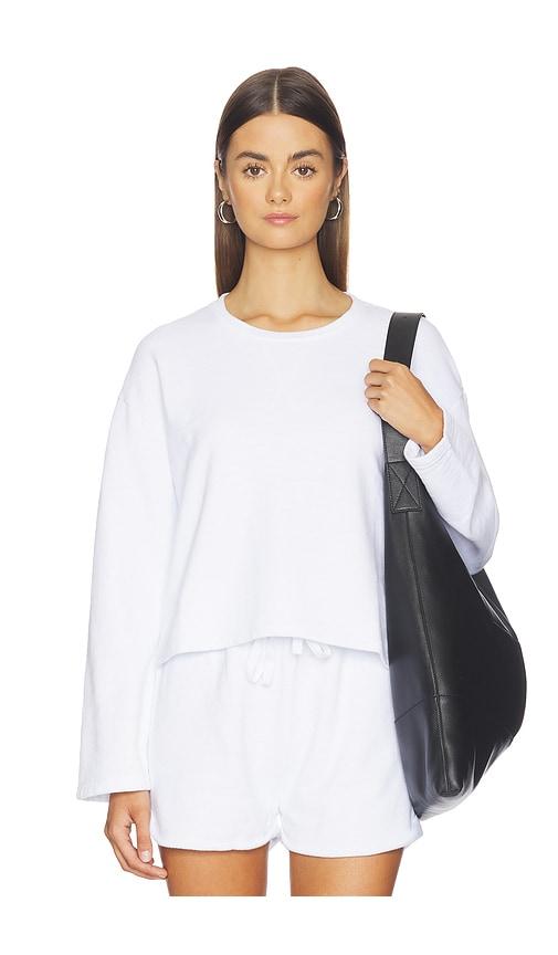 bobi drop shoulder pullover top in white.