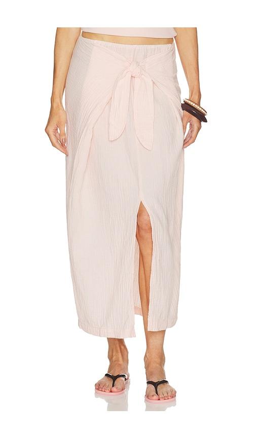 bobi faux sarong skirt in pink.