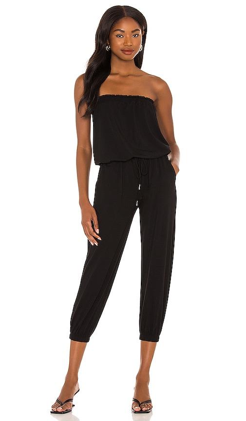 bobi jersey strapless jumpsuit in black.