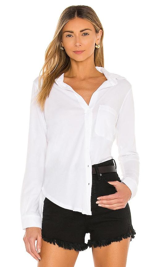 bobi light weight jersey button down in white.