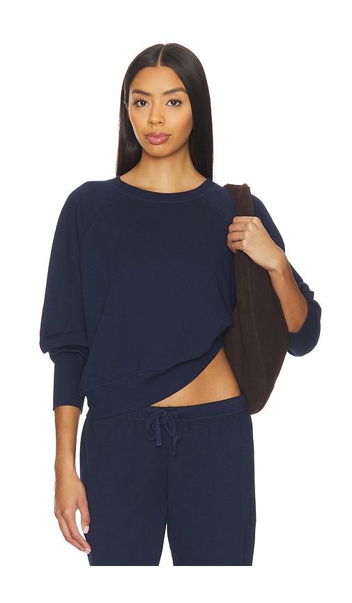 bobi long sleeve raglan sweatshirt in navy.