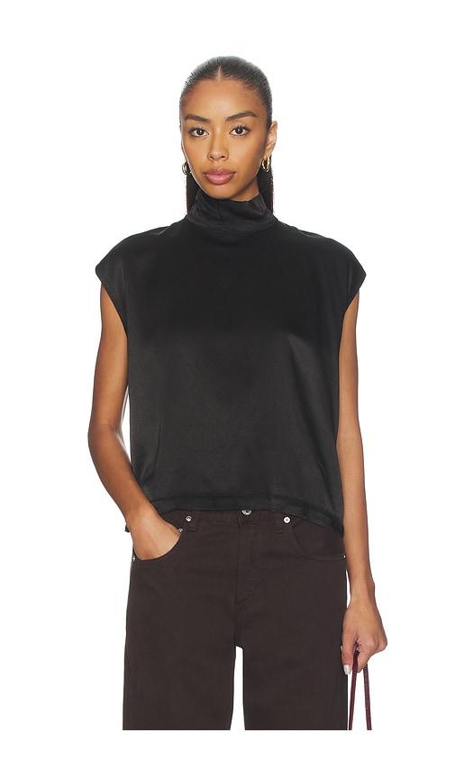 bobi mock neck muscle tee in black.