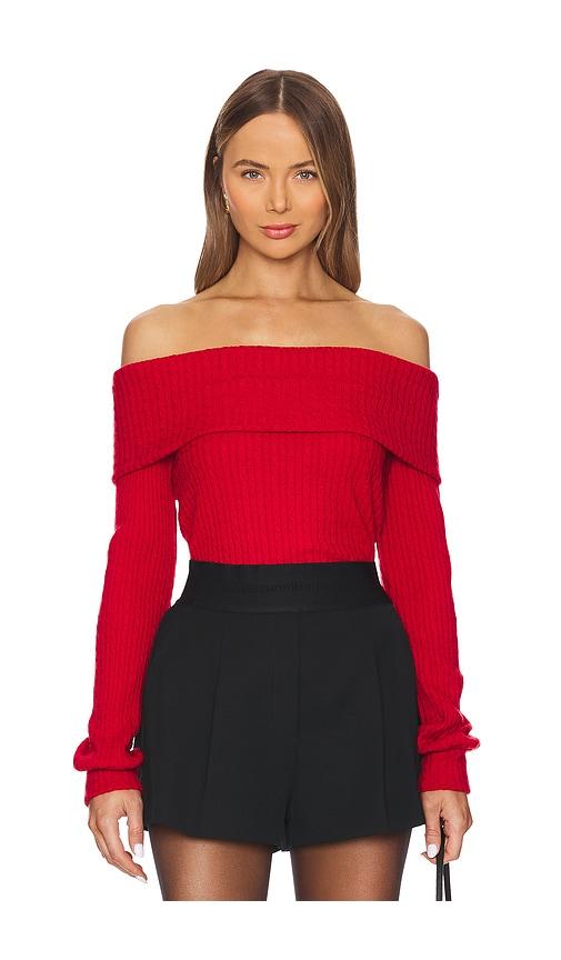 bobi off shoulder top in red.