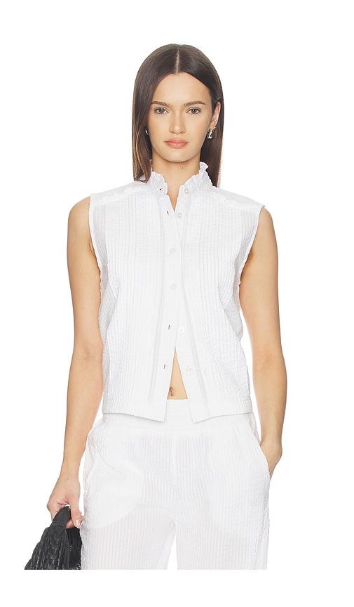 bobi pintuck sleeveless top in white.