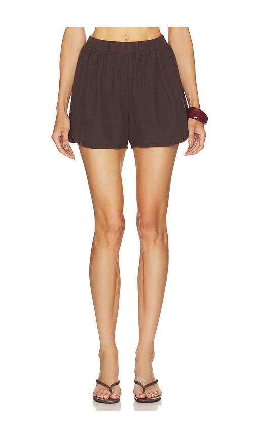 bobi pleated shorts in brown.