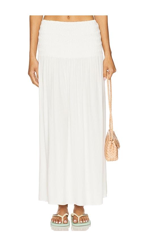 bobi smocked skirt in white.