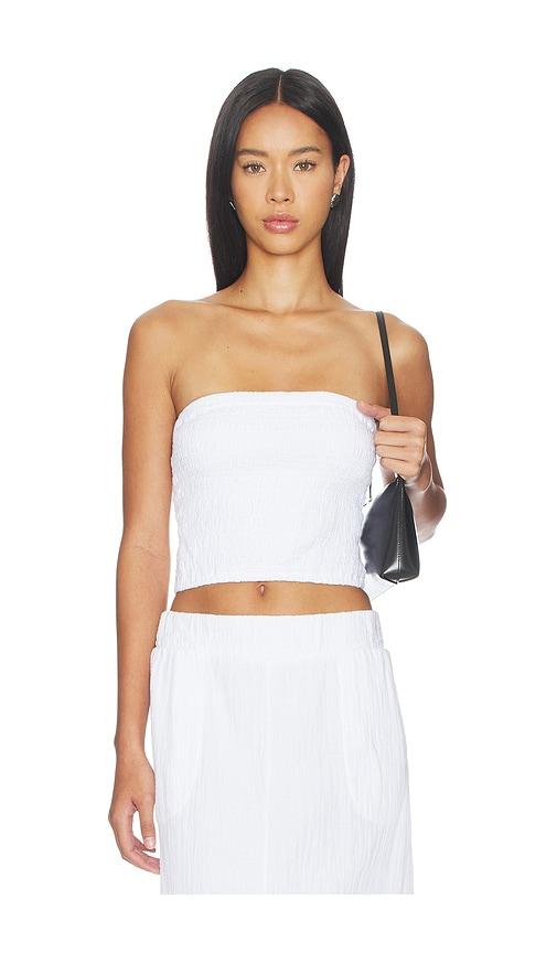 bobi textured tube top in white.
