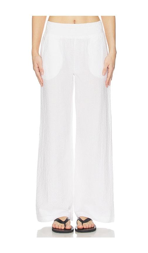 bobi wide leg pant smocked in white.