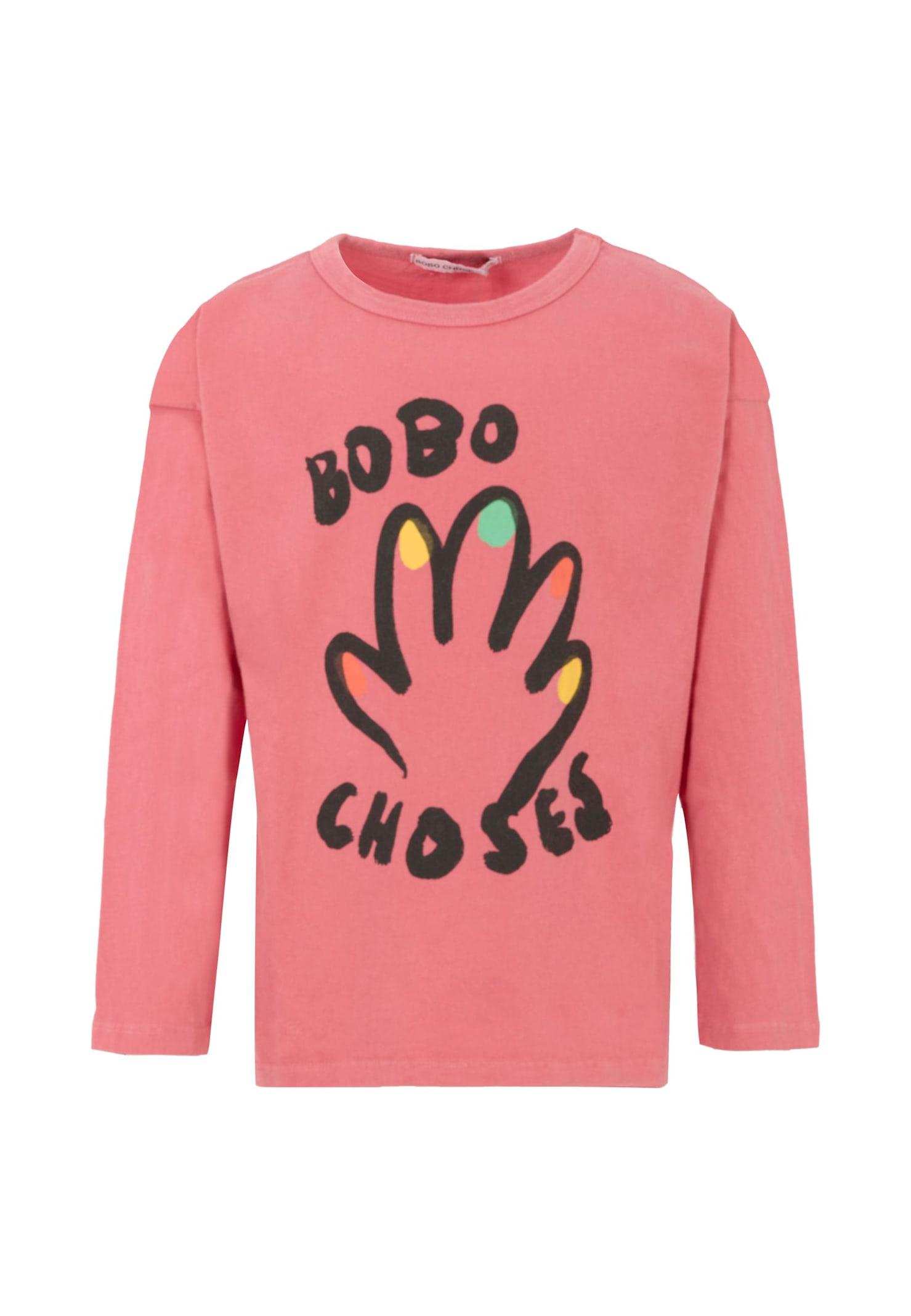 bobo choses pink t-shirt for girl with hand