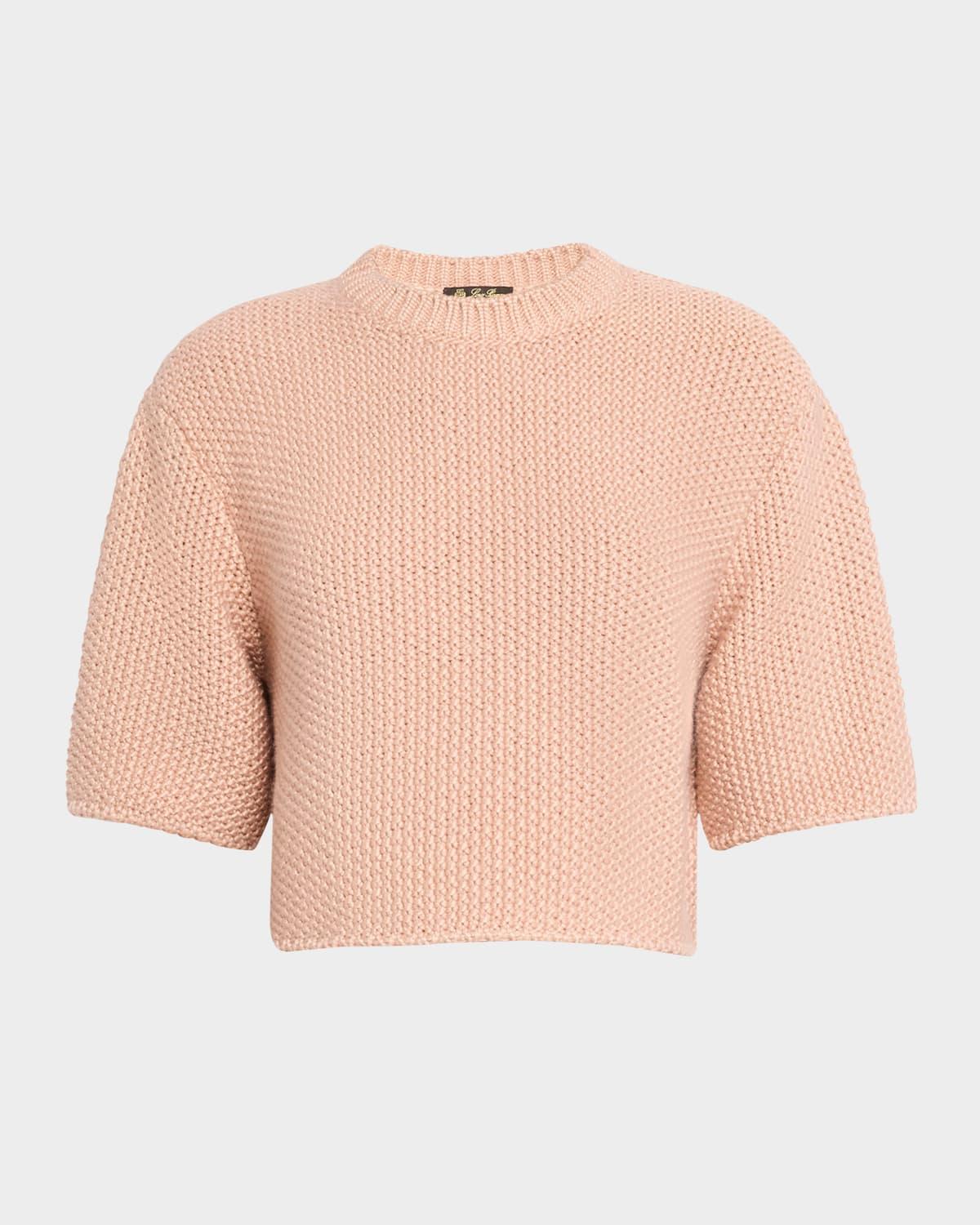 boccioleto cashmere-silk crewneck crop sweater