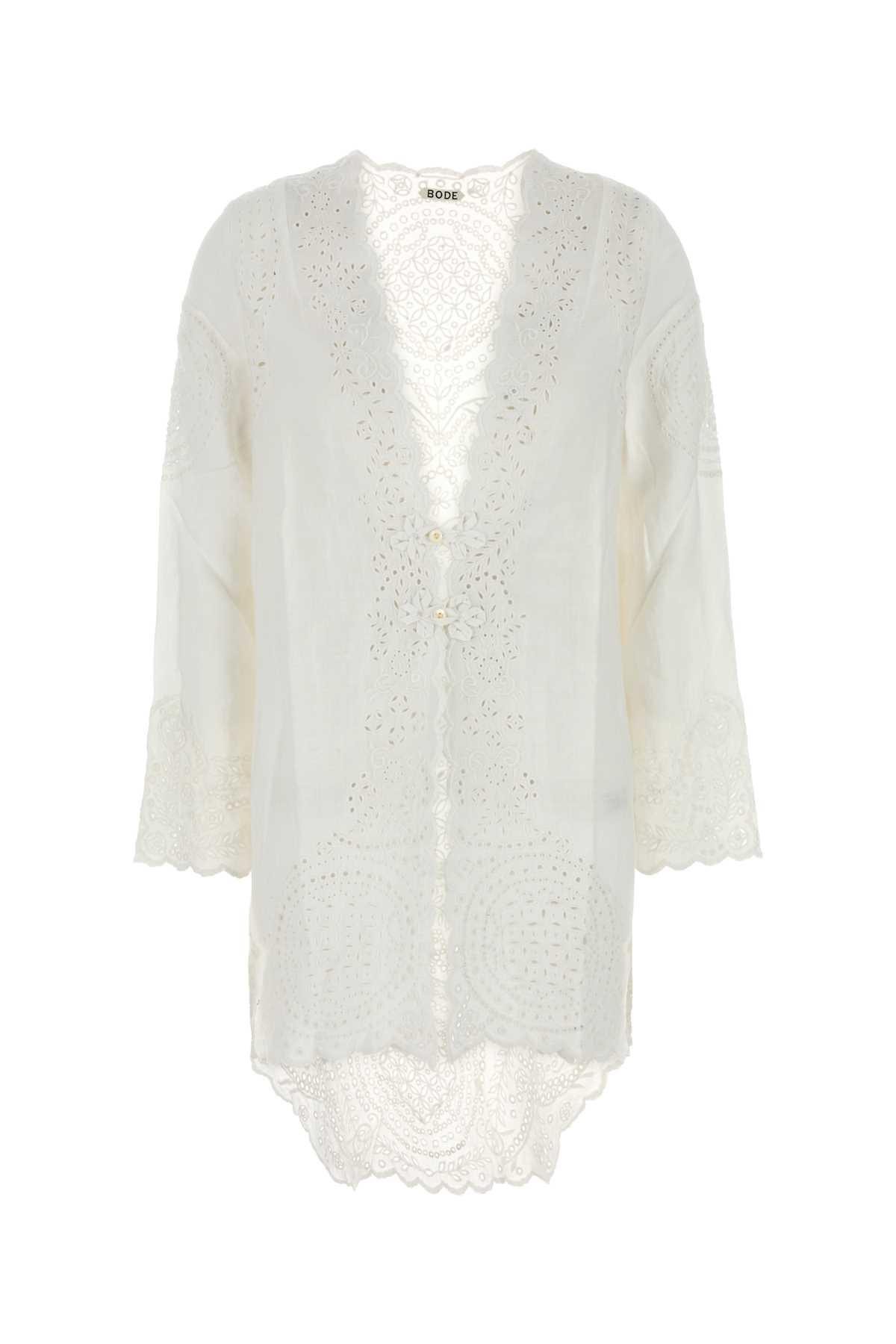 bode white linen belvoir blouse