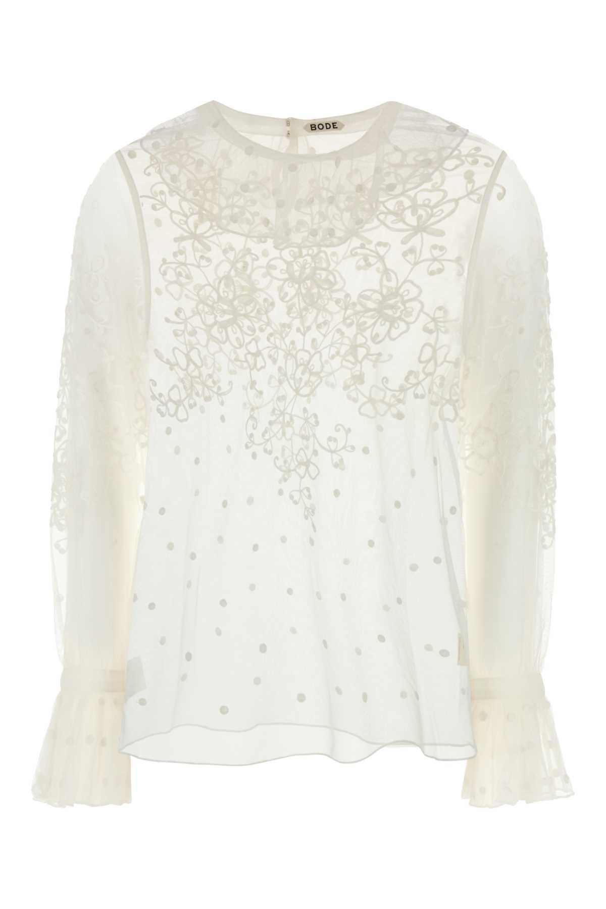 bode white mesh middlemist blouse